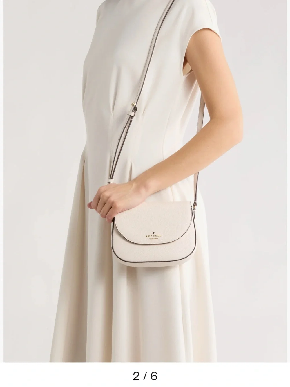 kate spade cream pebble leather crossbody with gold logo